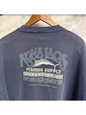 Vintage 90s Crazy Shirts Hawaii Kona Jacks Fishing Supply Sweatshirt Mens XL